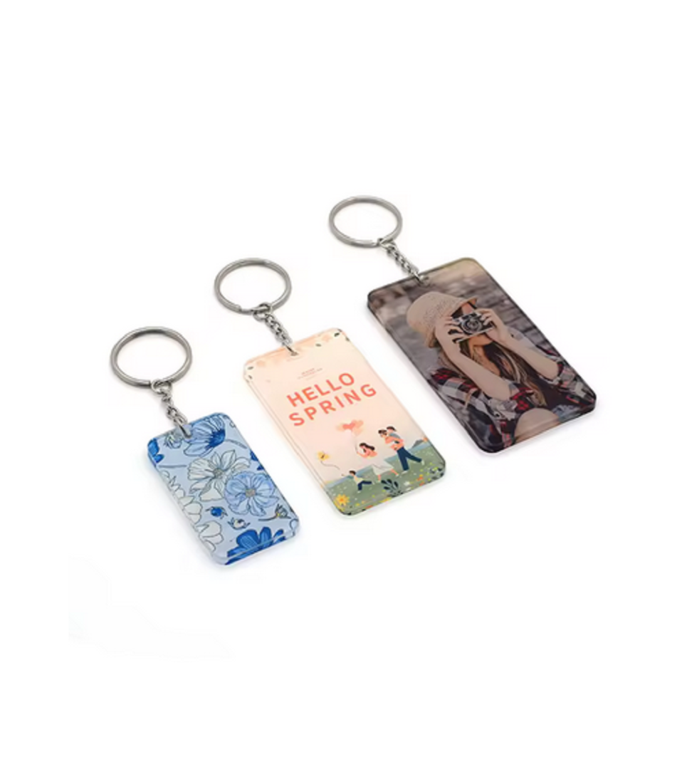 Porte-clés acrylique sublimation blanc brillant S M L – Plaques personnalisables avec anneau métal – Image 3