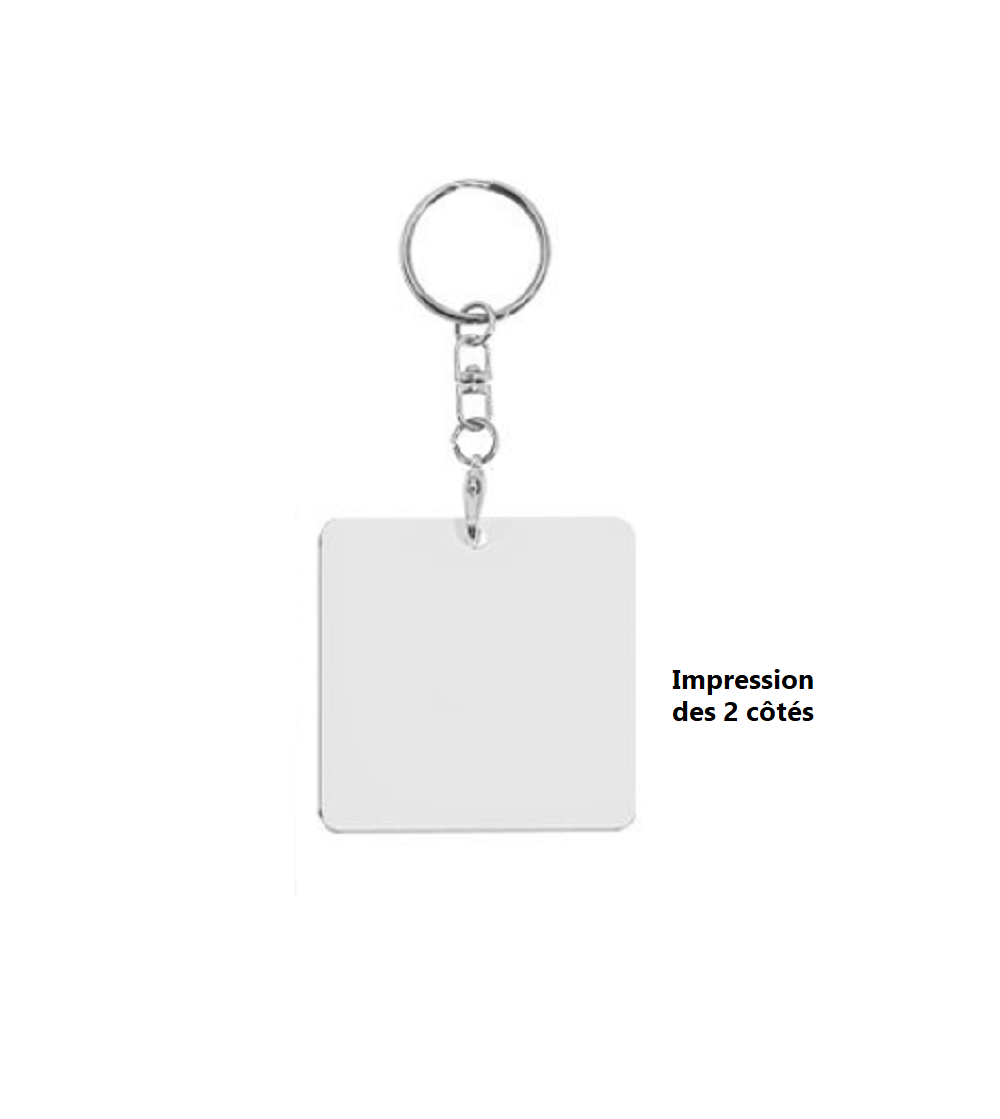 Porte-clés carré aluminium sublimation – Personnalisable HD