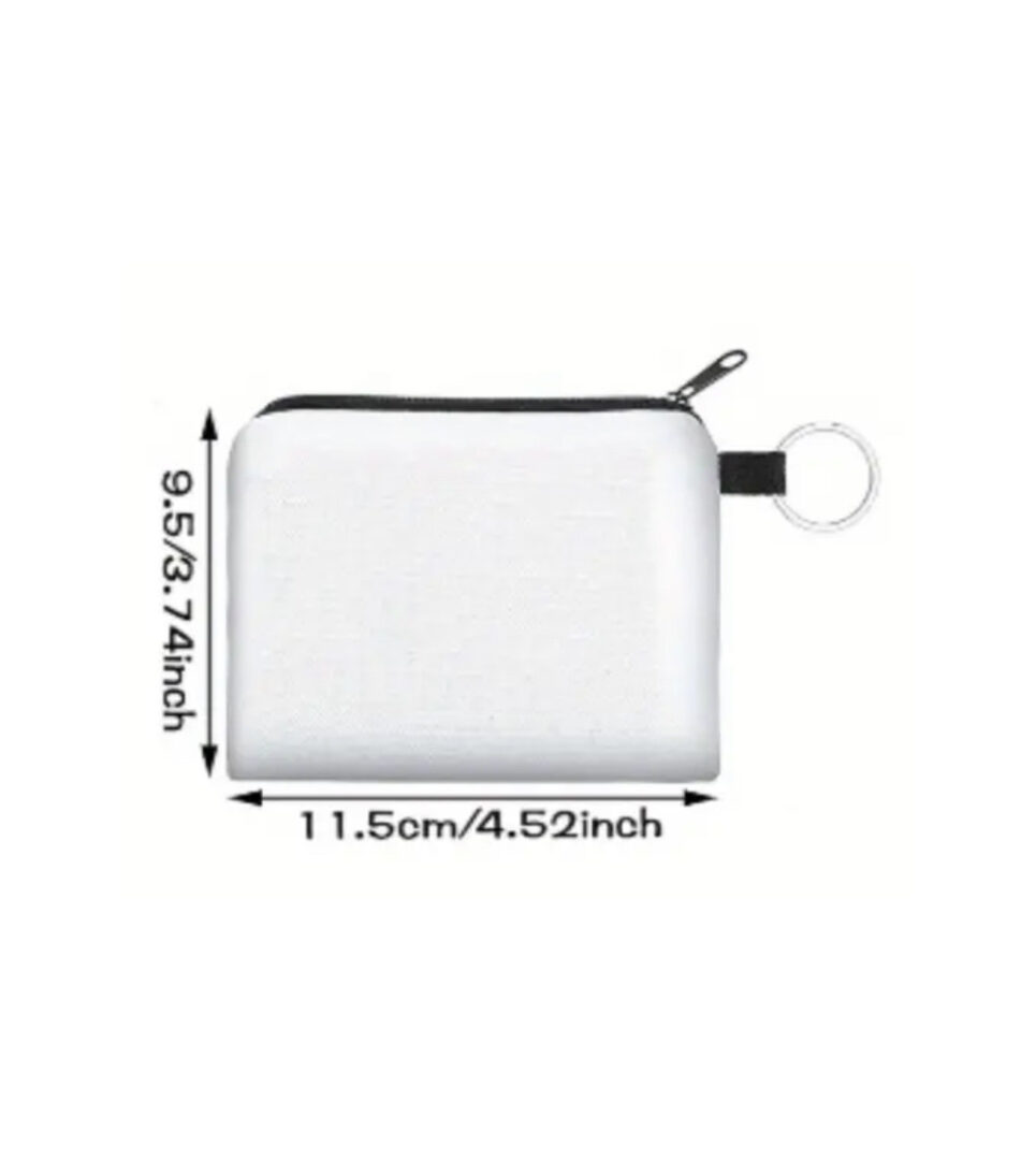 Porte-monnaie blanc avec fermeture éclair noire – Personnalisable par sublimation – Image 2