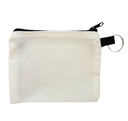Porte-monnaie blanc avec fermeture éclair noire – Personnalisable par sublimation