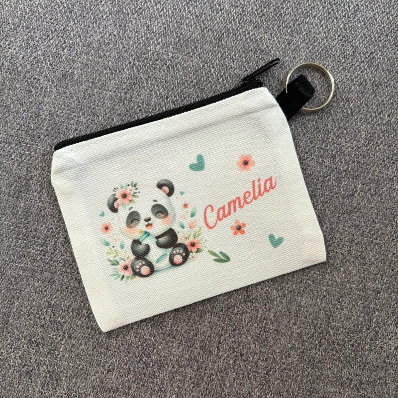Porte-monnaie blanc avec fermeture éclair noire – Personnalisable par sublimation – Image 4
