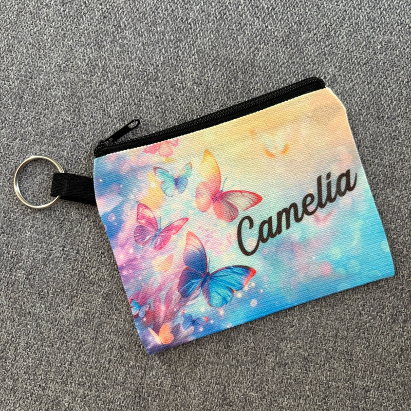 Porte-monnaie blanc avec fermeture éclair noire – Personnalisable par sublimation – Image 3