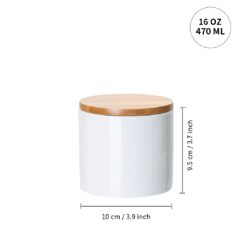 Pot en céramique pour sublimation avec couvercle en bambou – 470 ml, 750 ml ou 900 ml – Image 3