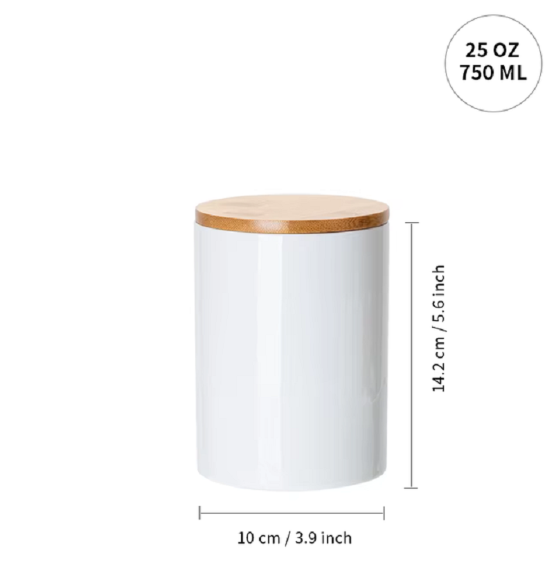 Pot en céramique pour sublimation avec couvercle en bambou – 470 ml, 750 ml ou 900 ml – Image 4