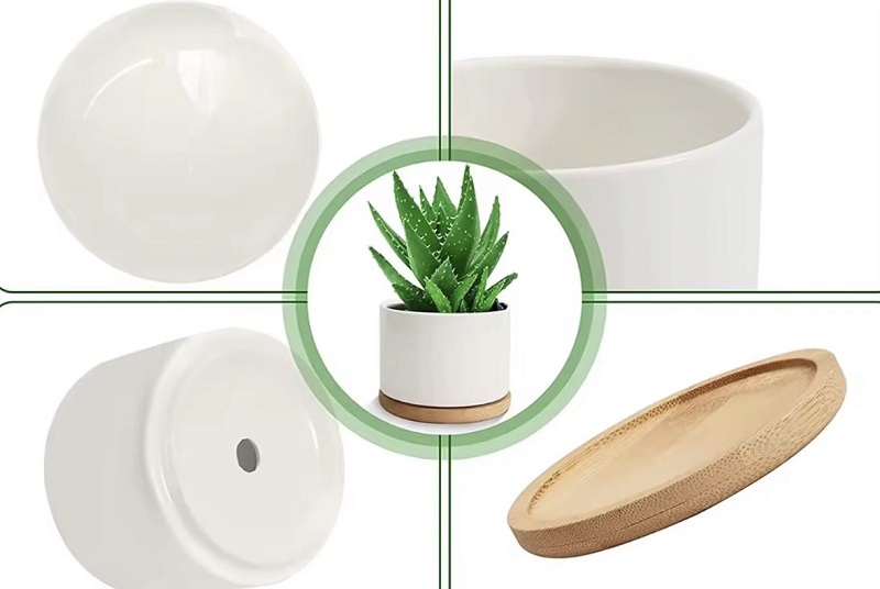 Pot plante pour sublimation – Céramique & Bambou personnalisable – Image 3