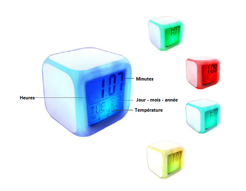 Réveil numérique lumineux LED avec sublimation personnalisable – Image 3