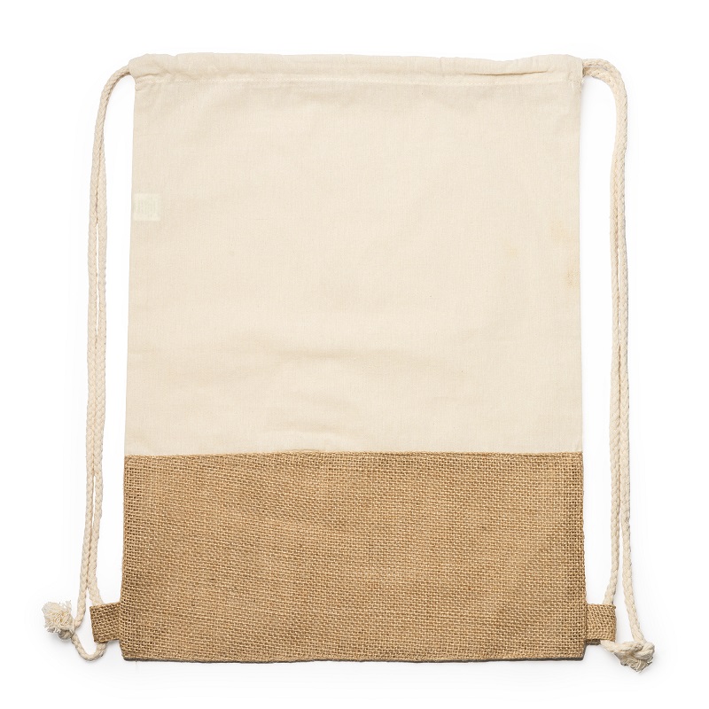 Sac à dos à cordon en coton et jute – Sac léger et écologique