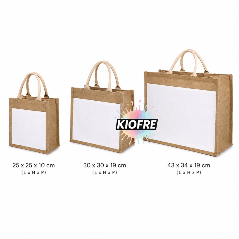 Sac en jute avec panneau en polyester pour la sublimation – Disponible en 3 dimensions