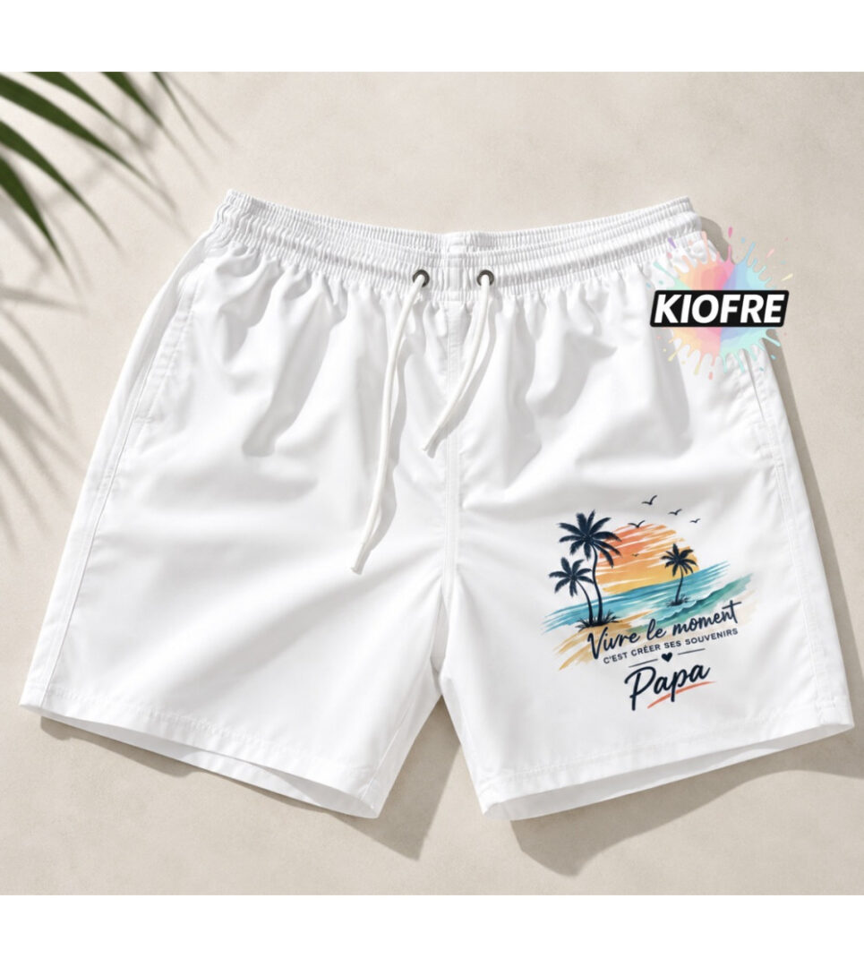 Short de bain blanc homme sublimable – 100 % polyester à personnaliser par sublimation – Image 3