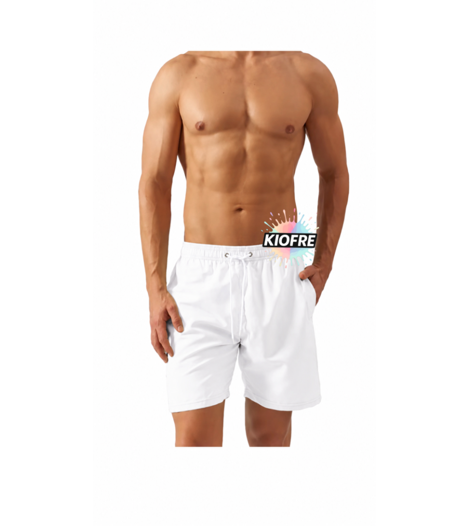 Short de bain blanc homme sublimable – 100 % polyester à personnaliser par sublimation