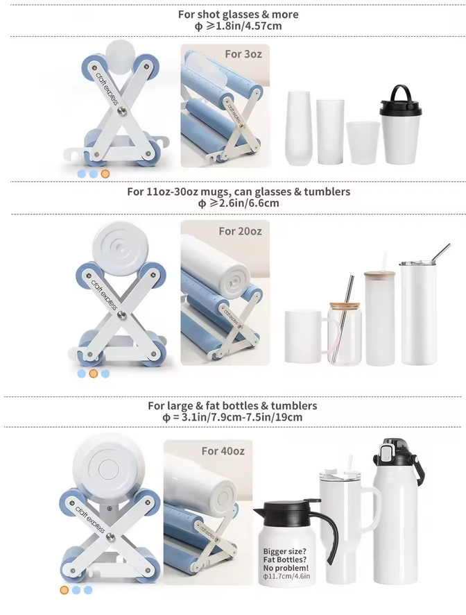 Support rotatif pour mugs, tasses et tumblers – Idéal pour la sublimation, le DTF UV et le vinyle – Image 4