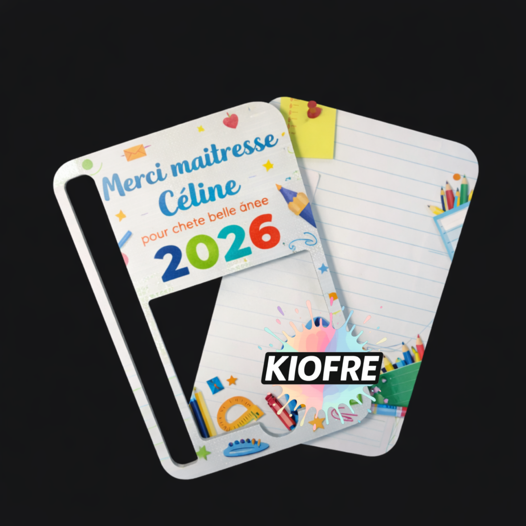 Support bureau pour Post-it et stylo en MDF personnalisable – plaque sublimation – Image 2