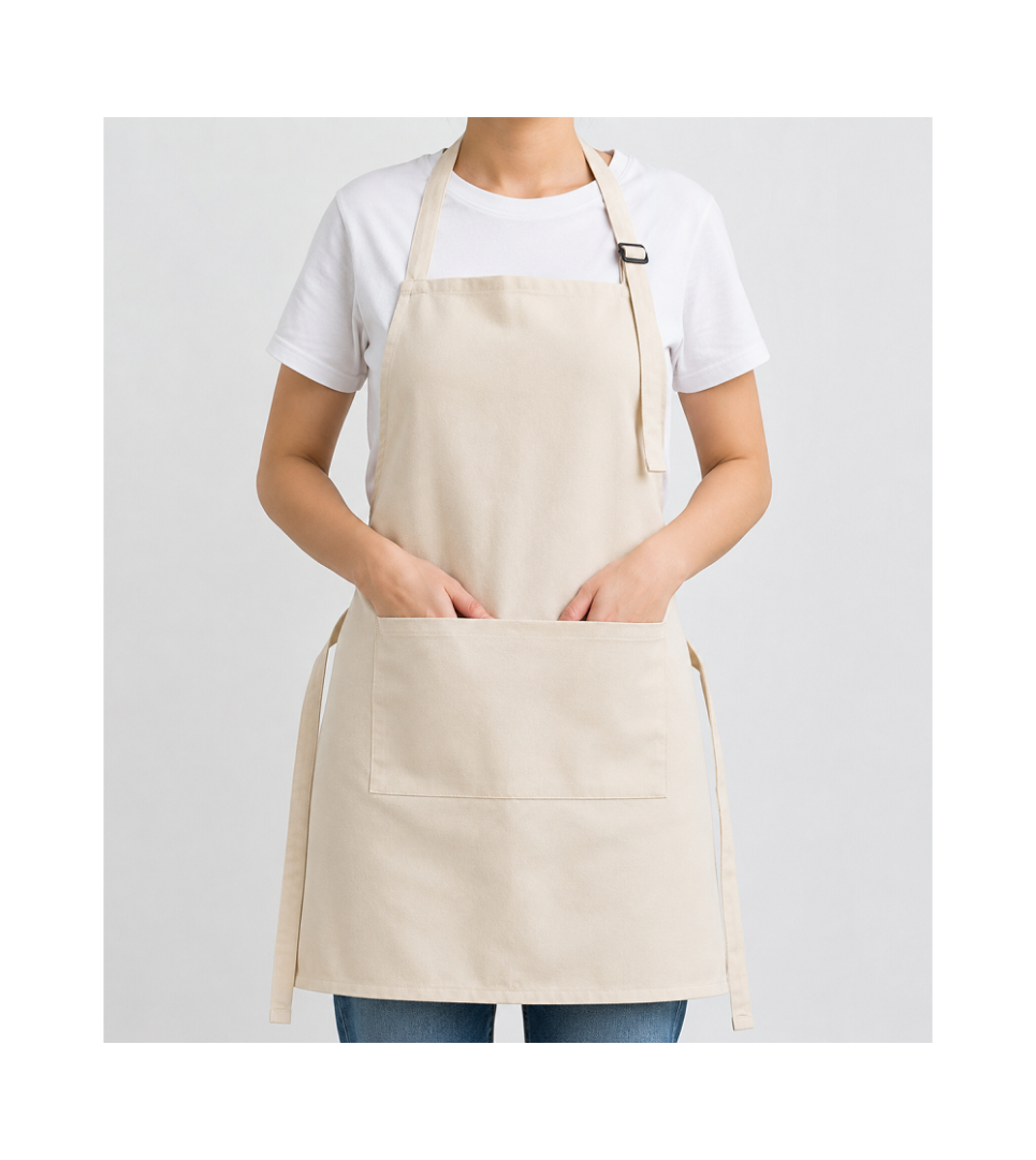 Tablier beige de Sublimation Adulte avec Grande Poche Centrale – 84 x 64 cm