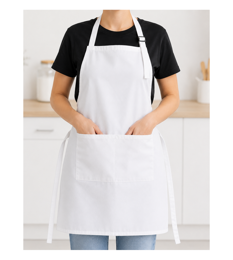 Tablier blanc adulte épais avec poche – support sublimation personnalisable