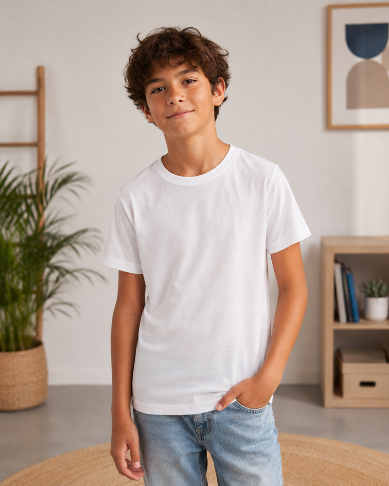 Tee-shirt Enfant Blanc Polyester Toucher Coton 150 g/m² – Spécial Sublimation
