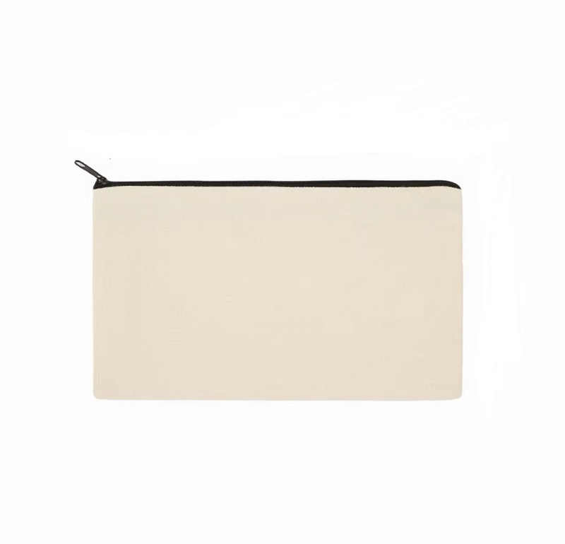 Trousse beige personnalisable avec fermeture éclair noire – Spéciale sublimation