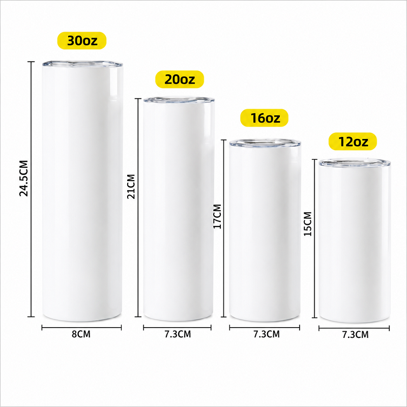 Tumbler sublimable 12 / 16 / 20 / 30 oz – gobelet acier double paroi personnalisable
