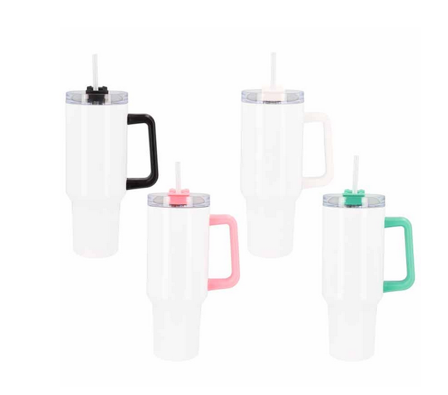 Tumbler 40 oz (1200 ml) avec poignée – Spécial Sublimation – Style Stanley – Inox Double Paroi