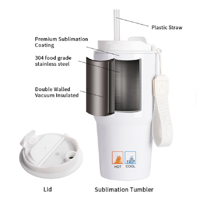 Tumbler 20 oz (600 ml) pour sublimation avec dragonne – Acier inoxydable 304 – Image 4
