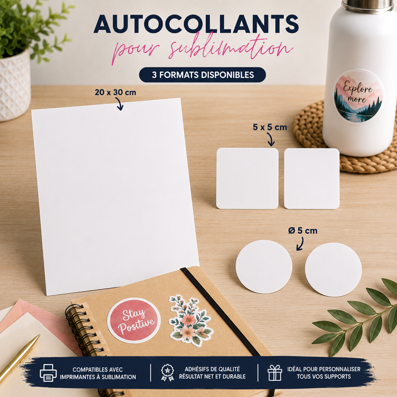 Autocollants de sublimation vierges – Compatibles Cricut, Silhouette, Brother ScanNCut, Siser et autres machines de découpe