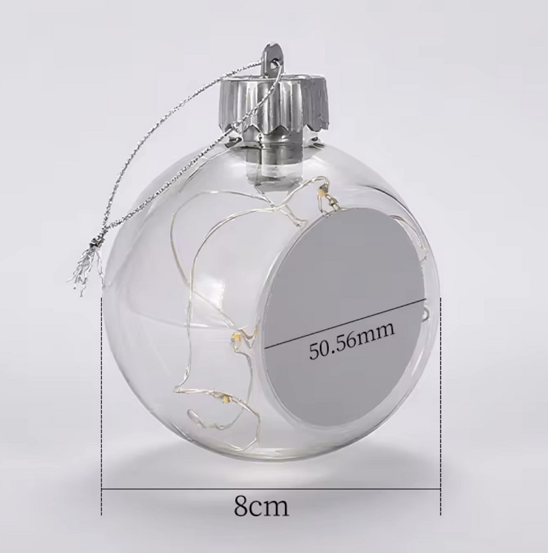 Boule de Noël LED lumineuse avec plaque aluminium pour sublimation – 8 cm – Image 2