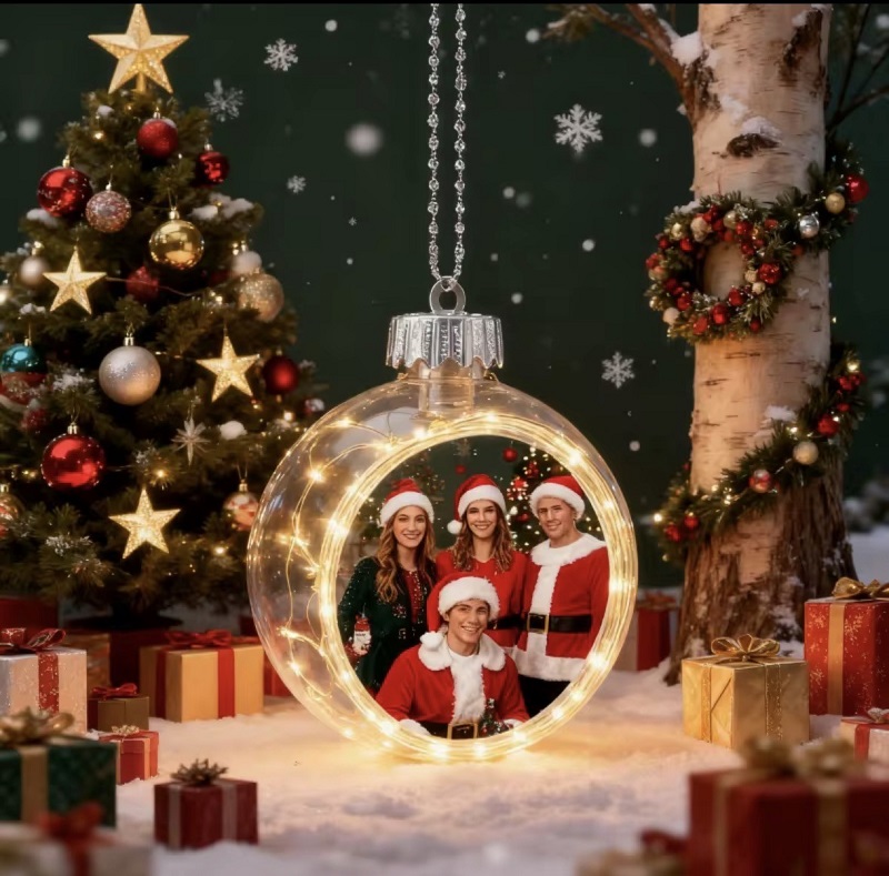 Boule de Noël LED lumineuse avec plaque aluminium pour sublimation – 8 cm