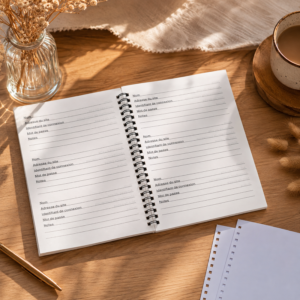 Cahier Spirale Mot de Passe A5 à Personnaliser par Sublimation – Couverture PET Blanche