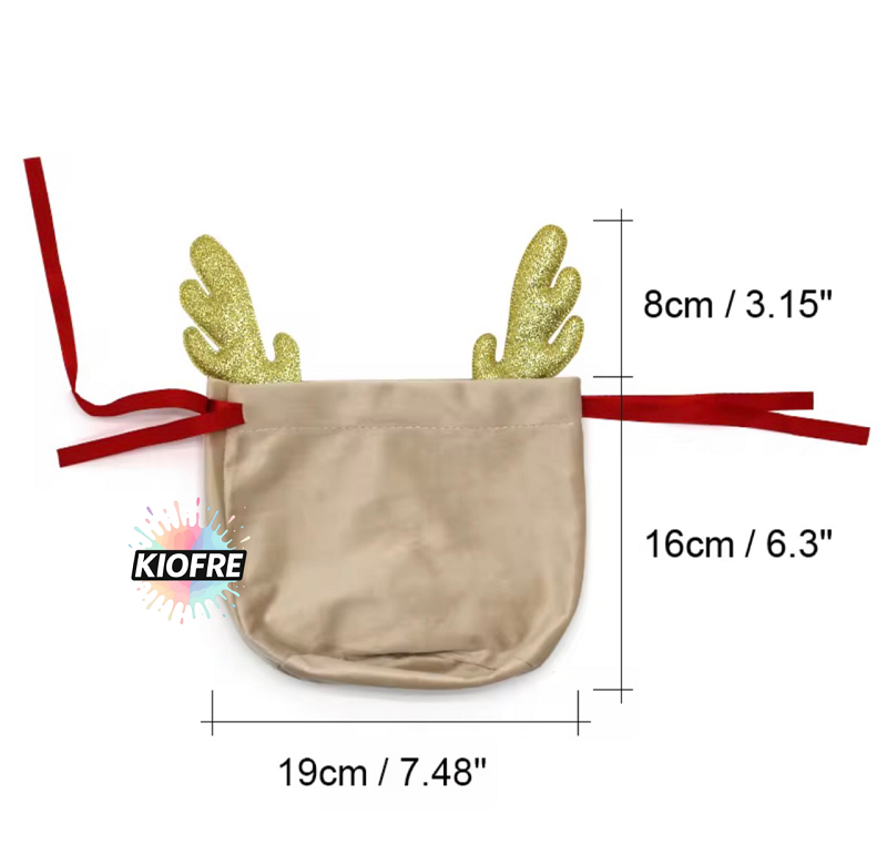 Pochon de Noël en velours avec bois de renne – Spécial sublimation – Image 3