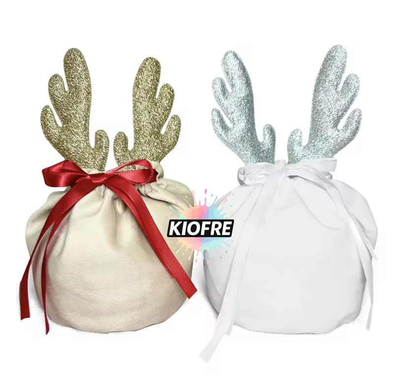 Pochon de Noël en velours avec bois de renne – Spécial sublimation – Image 2