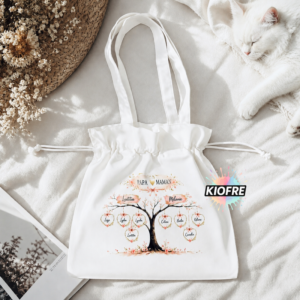 Sac froufrou blanc 100 % polyester pour sublimation – 36 x 37 cm - Tote bag