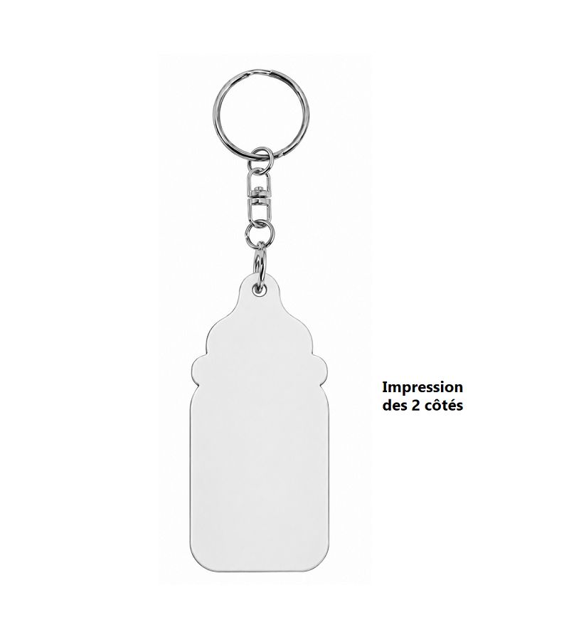 Porte-clé biberon en aluminium à sublimer – Impression recto verso – Exclusivité KIOFRE – Image 2
