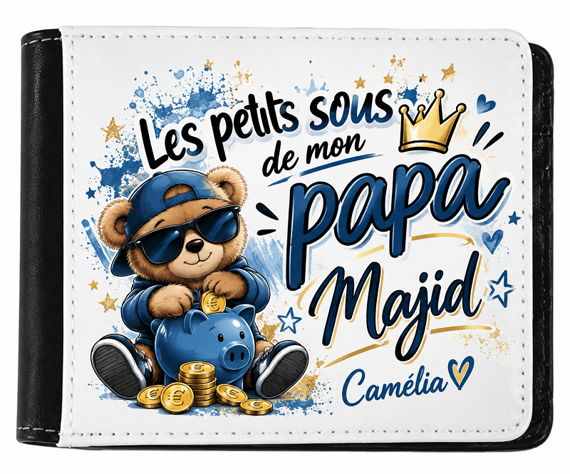 Portefeuille en simili-cuir blanc personnalisable par sublimation – 11,5 × 9,5 cm – Image 3