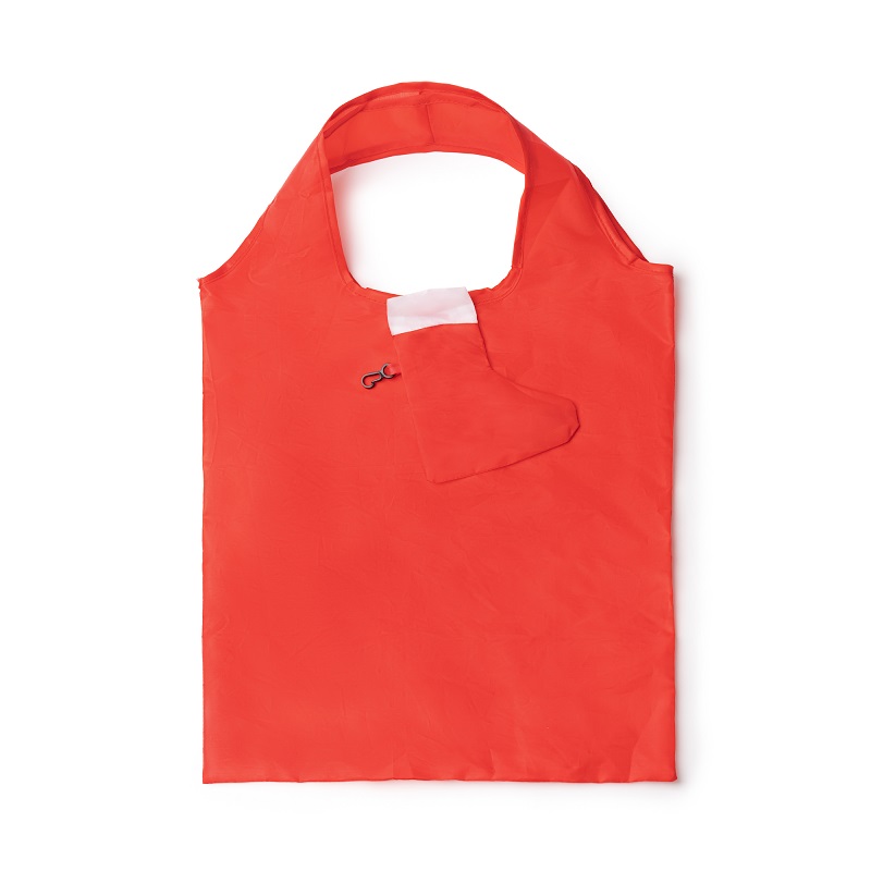 Sac shopping rouge pliable dans sa chaussette de Noël avec mousqueton – À personnaliser par sublimation – Image 4