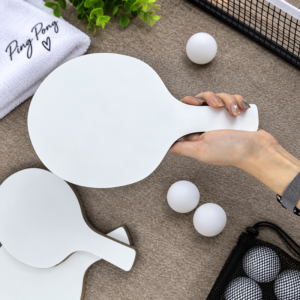 Raquette de ping-pong en MDF à sublimer – Blanc & noir – Exclusivité KIOFRE